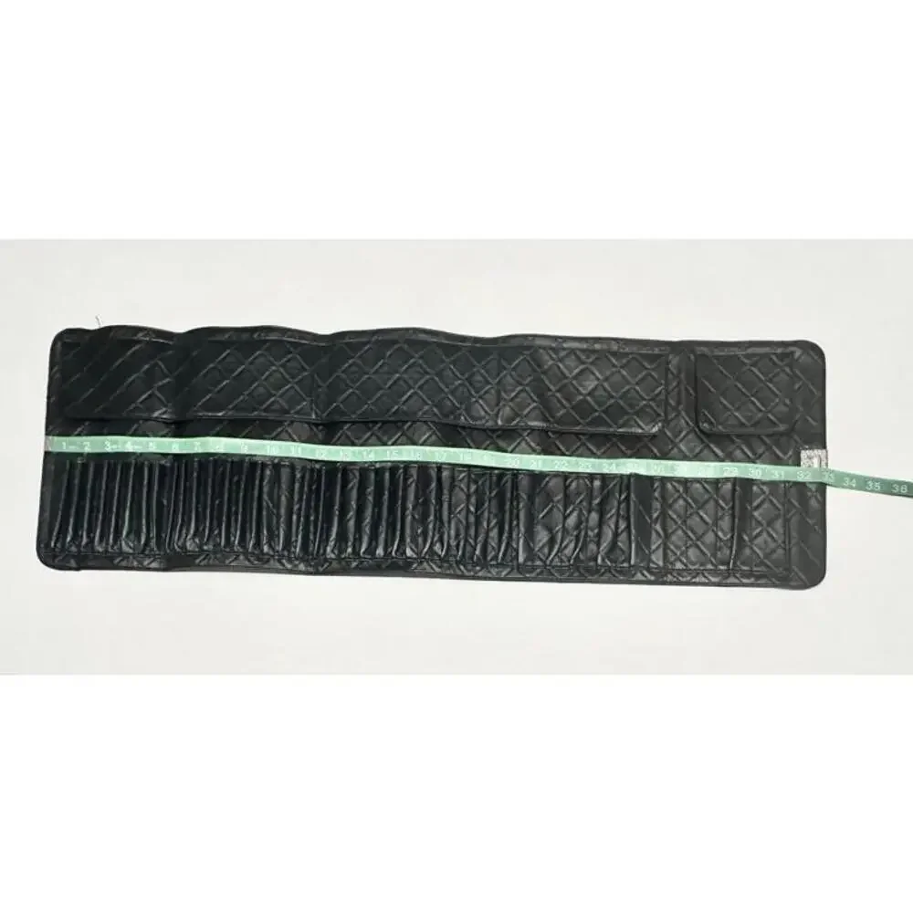 BH Cosmetics Women's Black Leather Clutch Makeup Brush Roll Bag